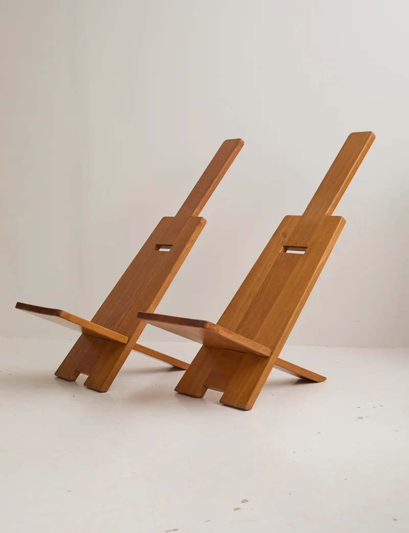 French Palaver Chair by Alain Gaubert in Solid Oak c. 1980 (Signed)