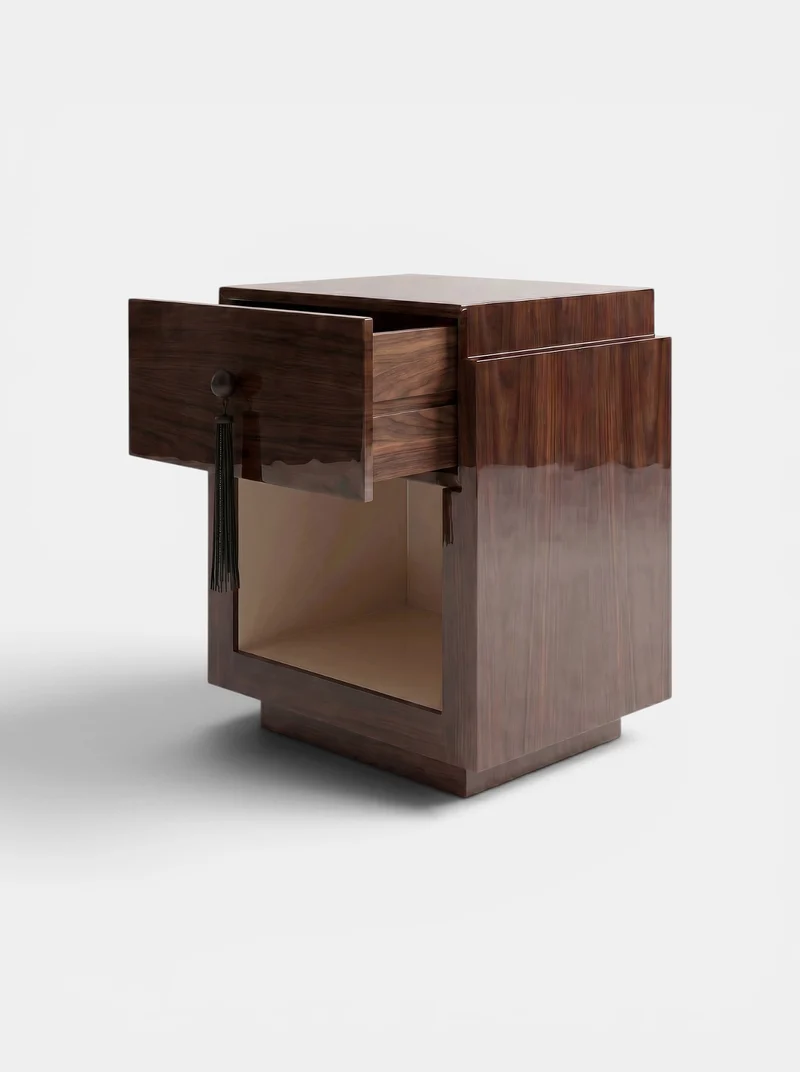 Leo Glossy Wood And Off-white