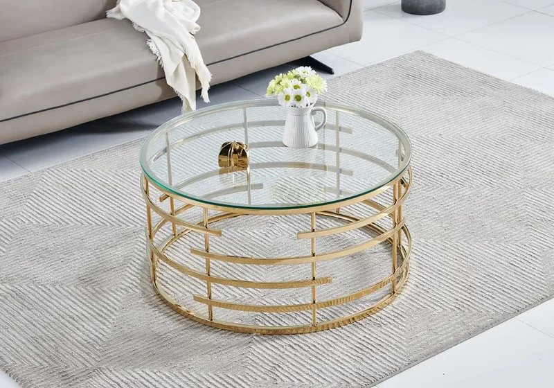 Table basse dorée marbre noir - Asiya