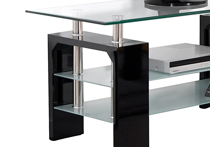 Meuble TV en verre laqué noir - Toe