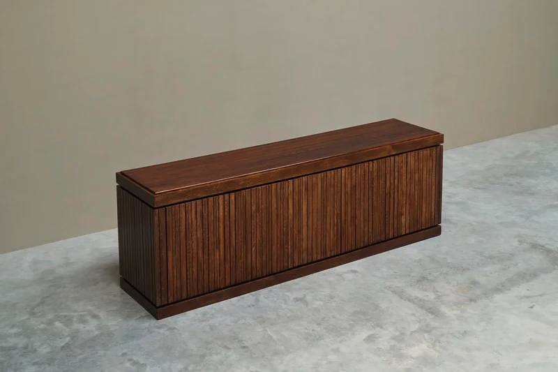 Exceptional and Unique Freestanding Sideboard in Solid Oak, Belgium, 1970s