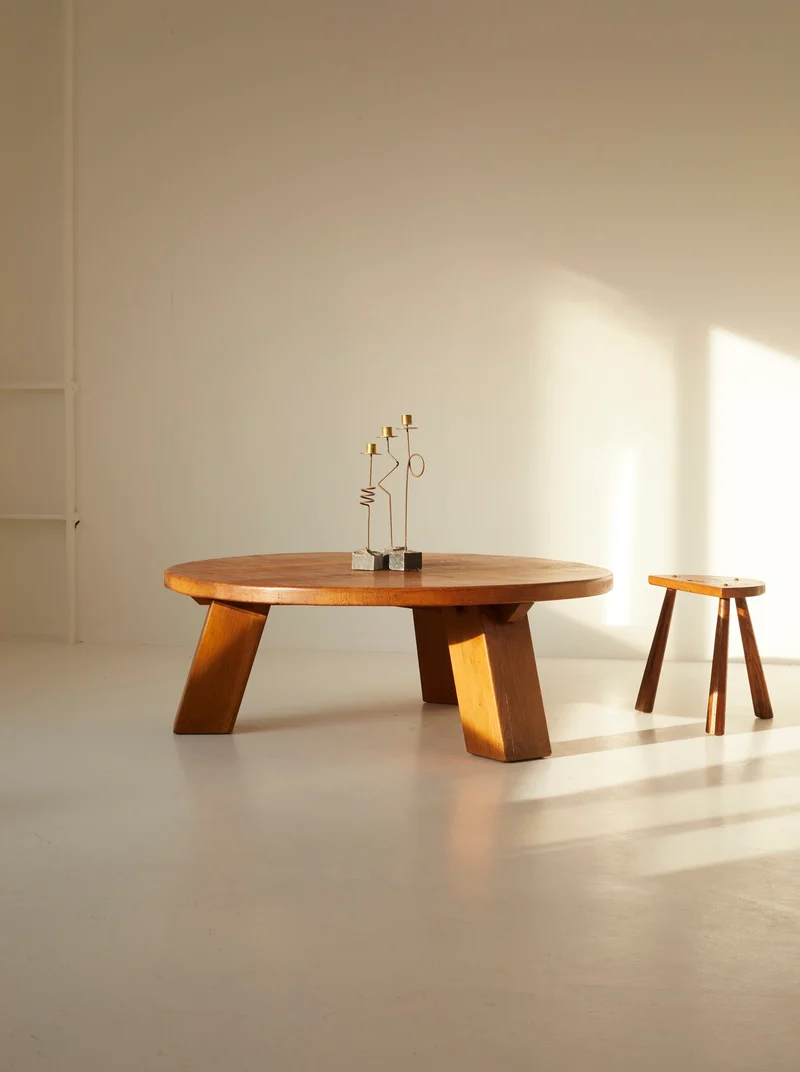 Important Brutalist Tripod Coffee Table, Netherlands c. 1960s