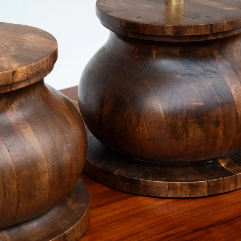 Vintage Sculptural Walnut Table Lamp, 1970s