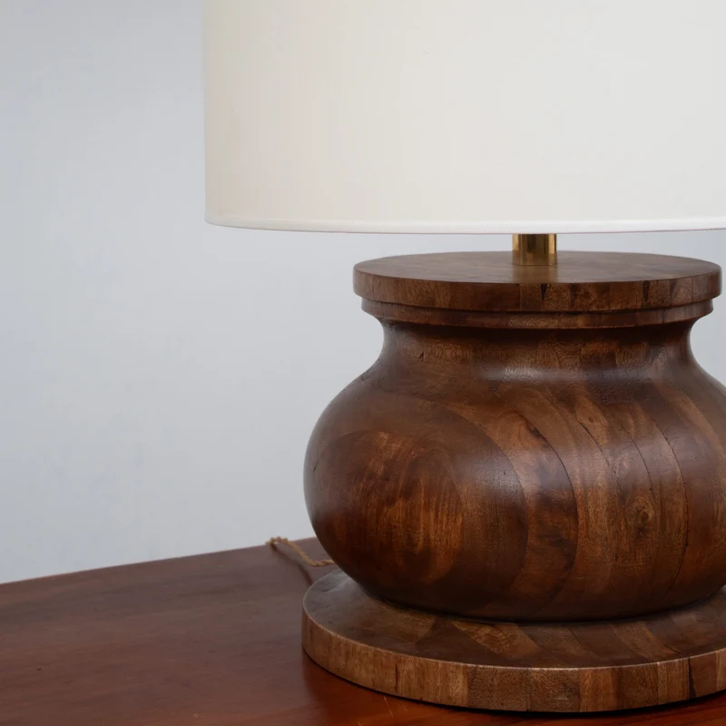 Vintage Sculptural Walnut Table Lamp, 1970s