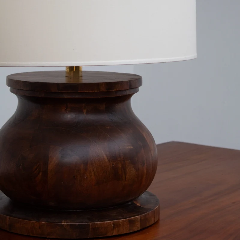 Vintage Sculptural Walnut Table Lamp, 1970s