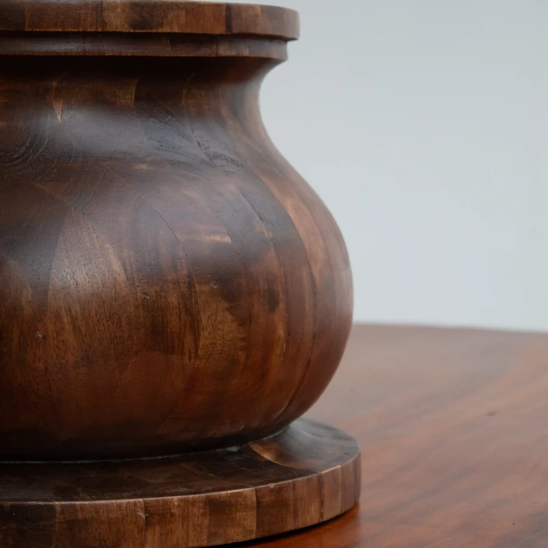 Vintage Sculptural Walnut Table Lamp, 1970s