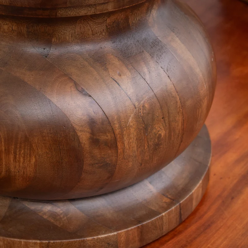 Vintage Sculptural Walnut Table Lamp, 1970s