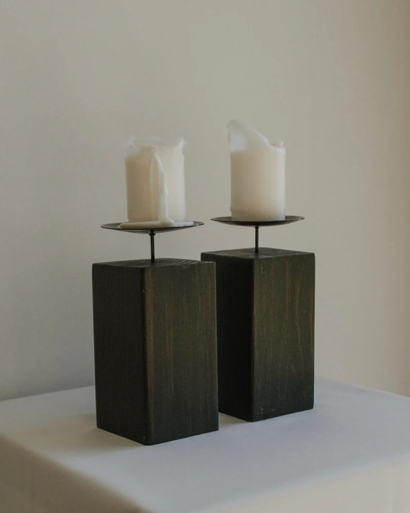 Pair of Wooden Candle Holders