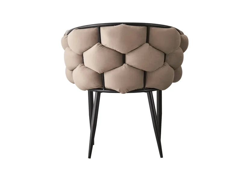 Fauteuil de table velours taupe pieds noirs - Cloud x2