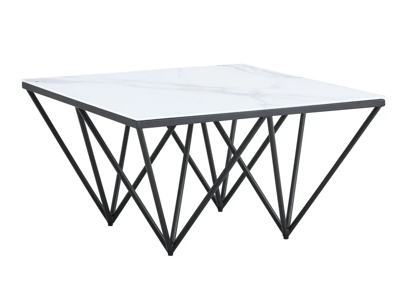 Table basse carrée noire marbre blanc - Gusta