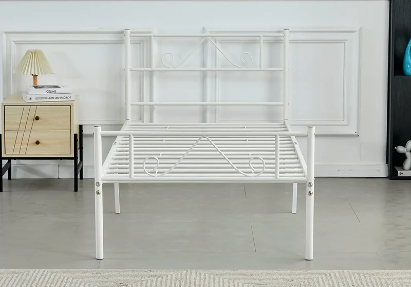Lit pas cher en métal blanc - Eco