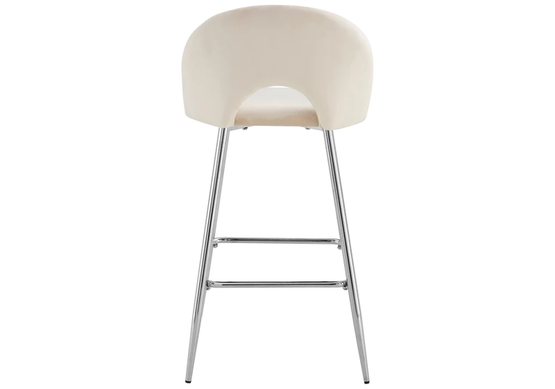 Chaise de bar dossier ouvert en velours beige - Talia x2