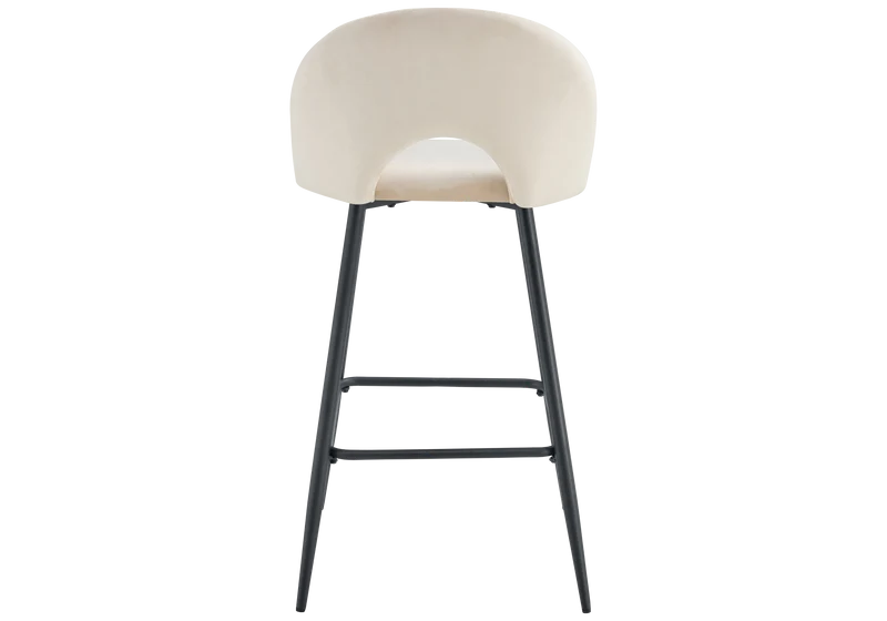 Chaise de bar dossier ouvert en velours beige - Talia x2
