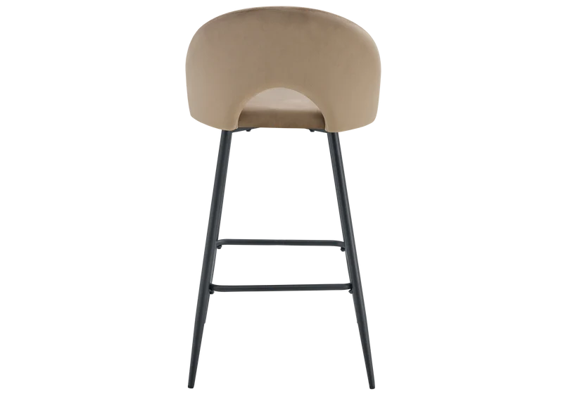 Chaise de bar dossier ouvert en velours taupe - Talia x2