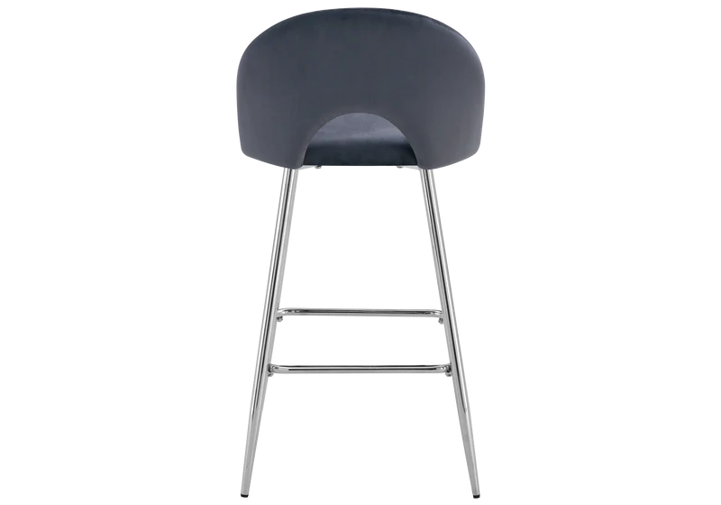 Chaise de bar dossier ouvert en velours anthracite - Talia x2