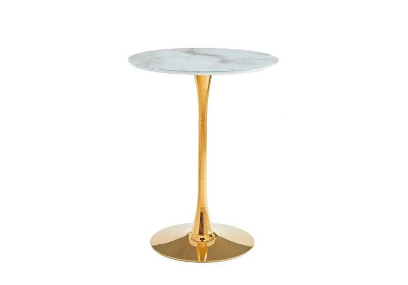 Table de bar dorée marbre blanc - Viola