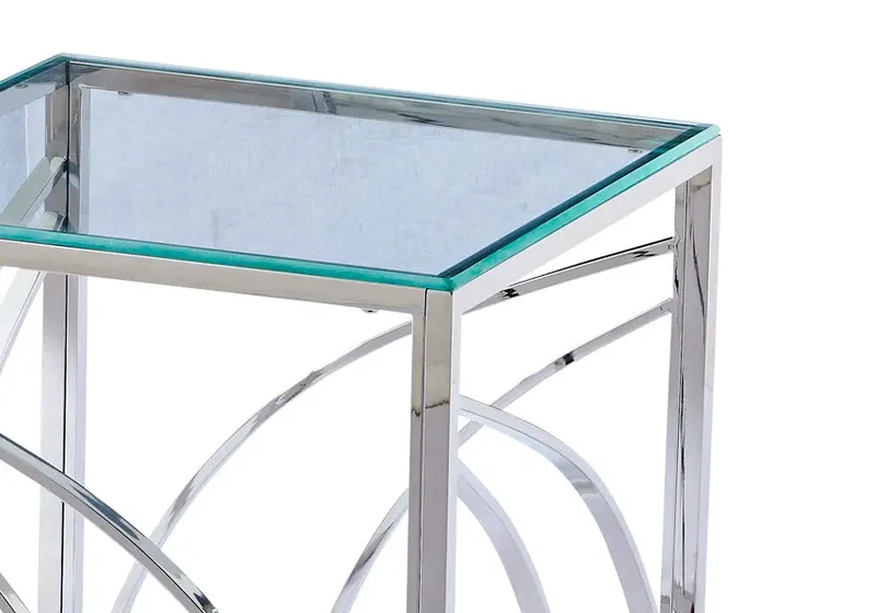 Petite table argentée en verre - Lexie