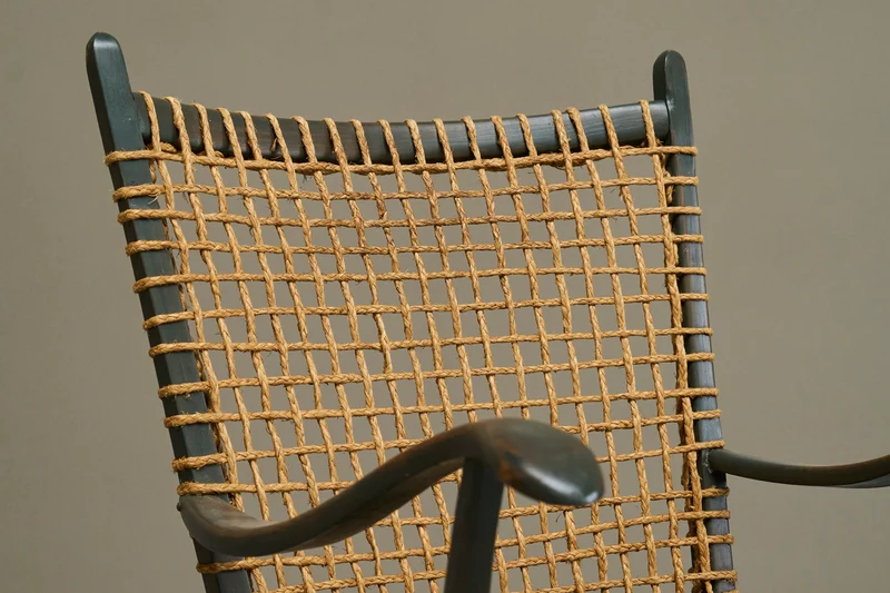 Bas van Pelt Lounge Chair in Solid Wood and Rope, The Netherlands, 1940s