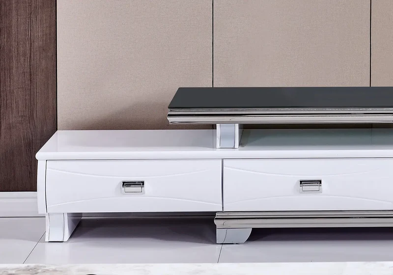 Meuble banc tv en verre noir - Mady