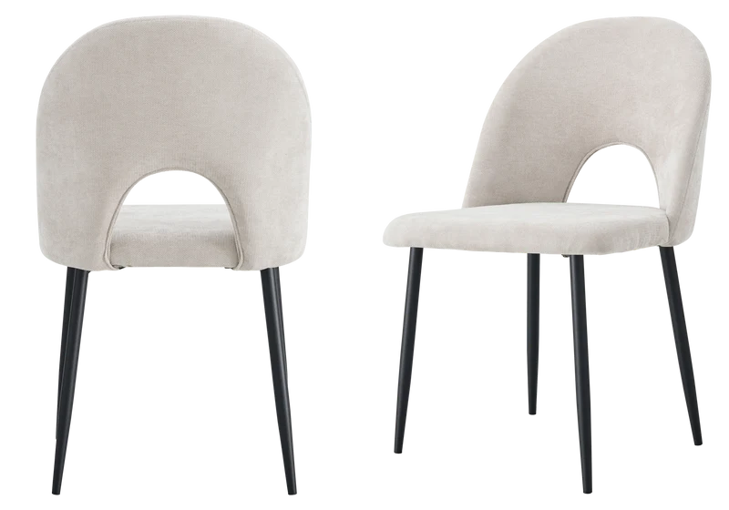 Chaise dossier ouvert en tissu chenille taupe - Talia x4