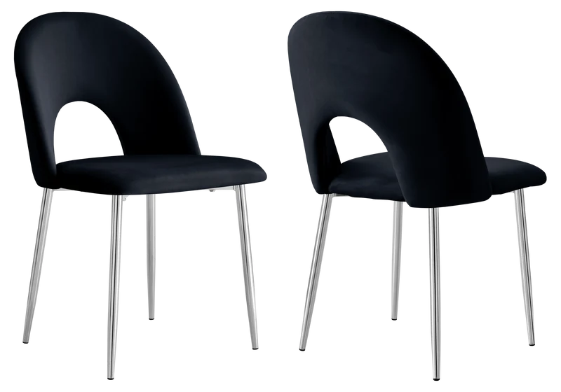Chaise dossier ouvert en velours noir - Talia x4