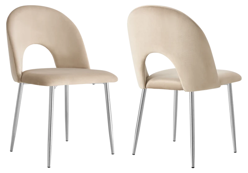Chaise dossier ouvert en velours taupe - Talia x4