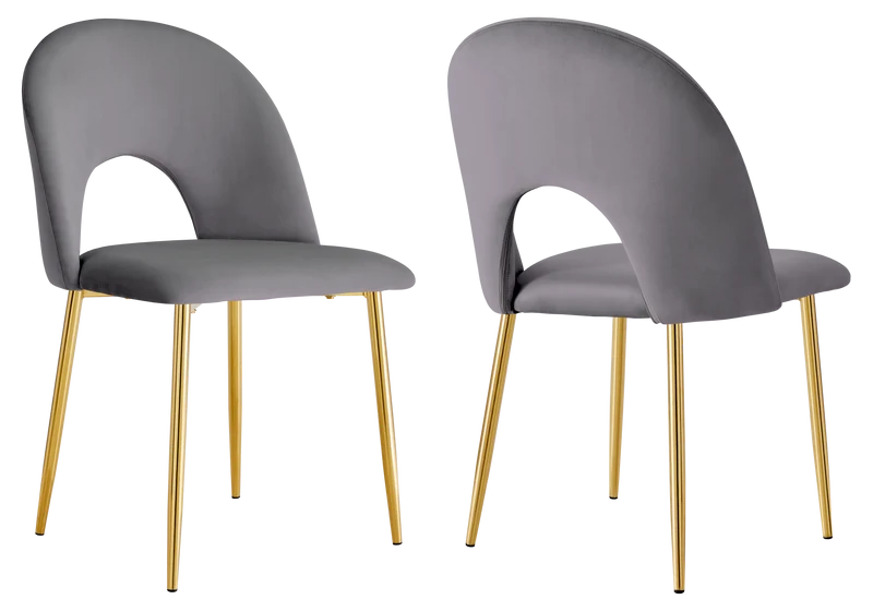Chaise dossier ouvert en velours anthracite - Talia x4