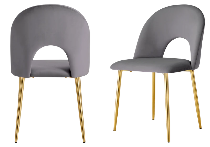 Chaise dossier ouvert en velours anthracite - Talia x4