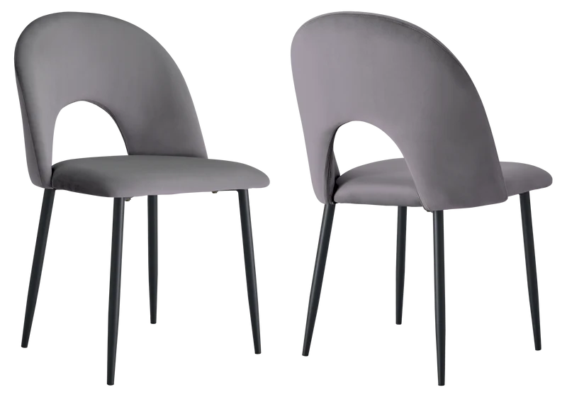 Chaise dossier ouvert en velours anthracite - Talia x4