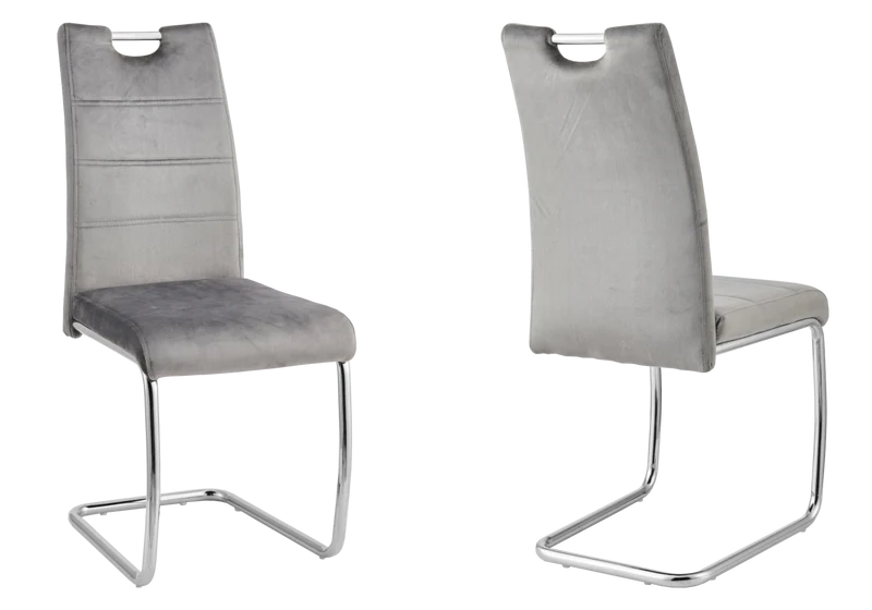 Chaise luge en velours gris dossier haut - Grazia x6