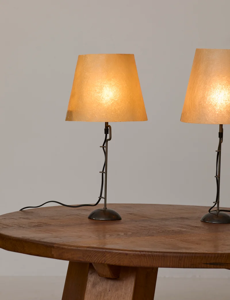 Vintage Mid Century Table Lamps with Sculptural Metal Base, 1970s