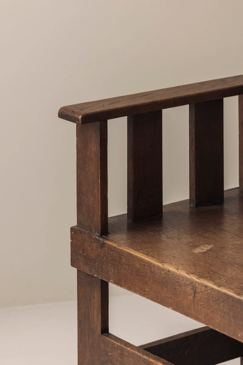Rare French armchair in solid oak, early 1930s.