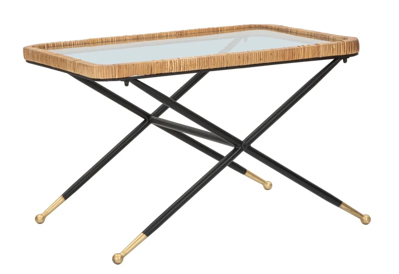 Table basse rectangulaire avec pieds métalliques croisés – Saint Barth