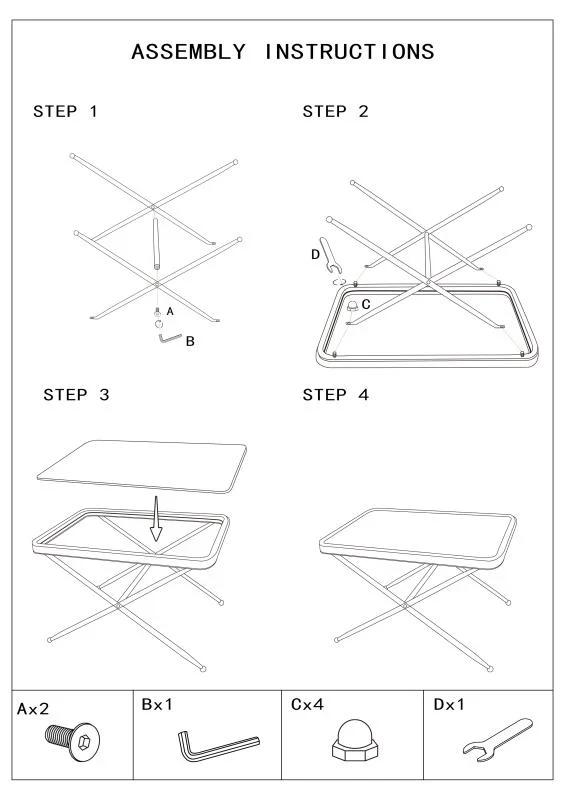 Table basse rectangulaire avec pieds métalliques croisés – Saint Barth