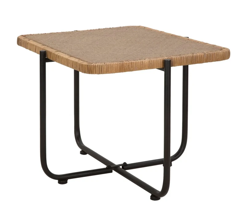 Table basse rectangulaire avec plateau en bois et structure en métal – Style Cebu