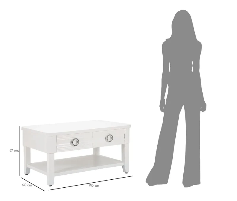 Table basse rectangulaire blanche
