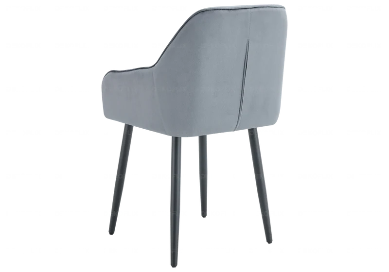 Chaises fauteuils capitonnés velours gris - Liora x2