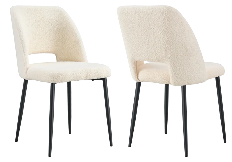 Chaise en tissu bouclé beige avec dossier ouvert - Leoni x4