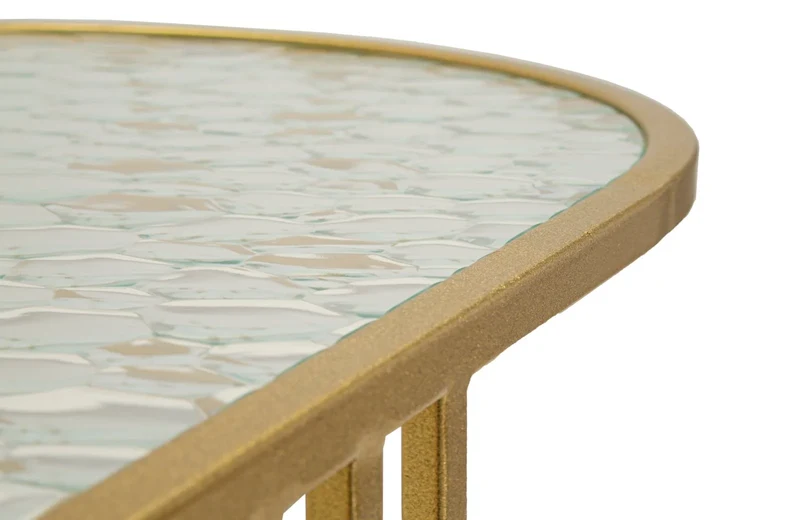 Table basse rectangulaire en verre avec pieds dorés – Style Antalia