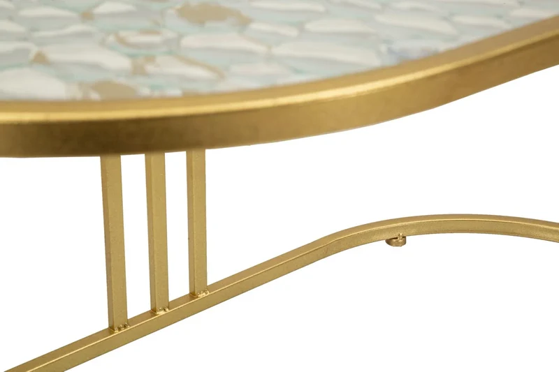 Table basse rectangulaire en verre avec pieds dorés – Style Antalia