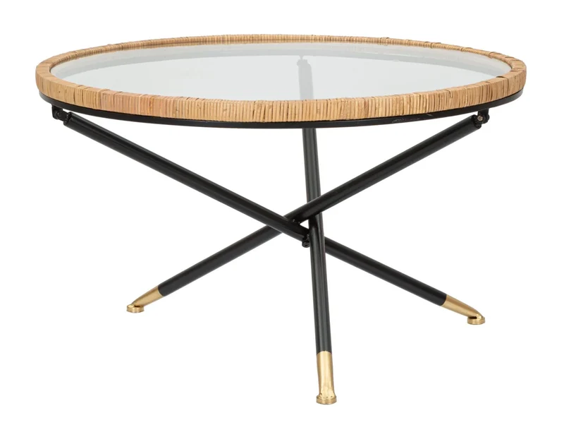 Table basse ronde avec base en rotin – Saint Barth Rotondo