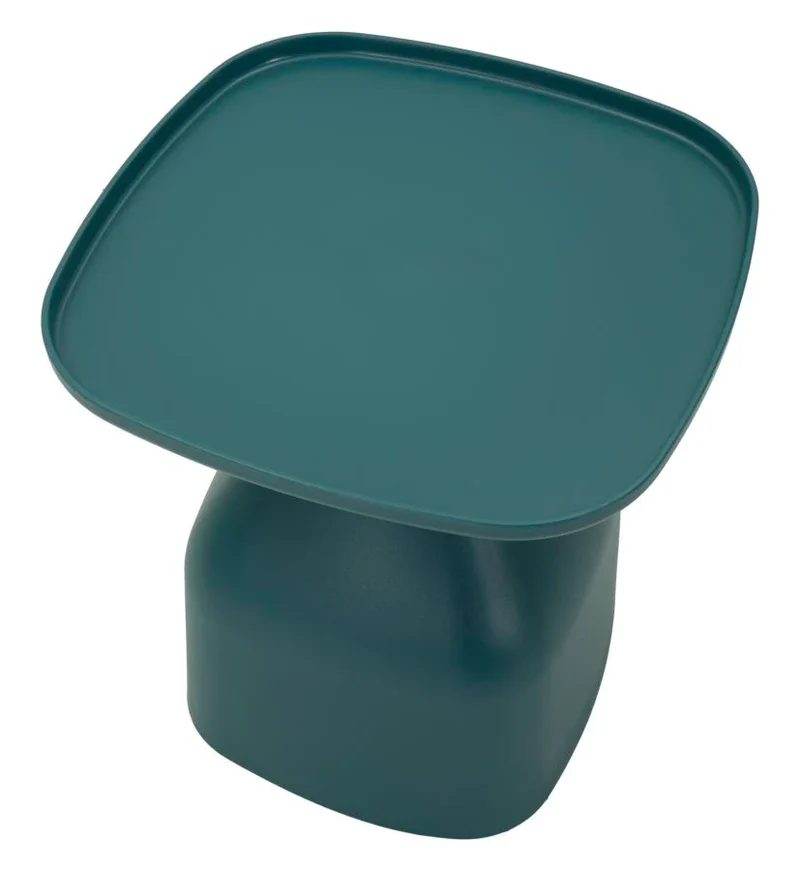 Table basse ronde bleue avec piètement géométrique – Gea Modern Accent