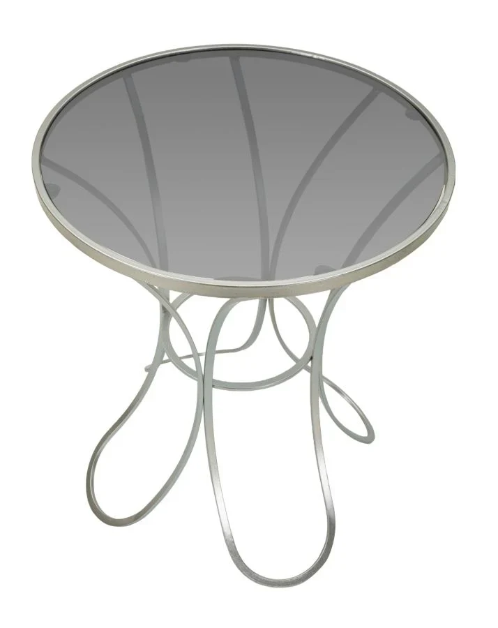Table basse ronde en verre avec piètement décoratif – Collection Trixy