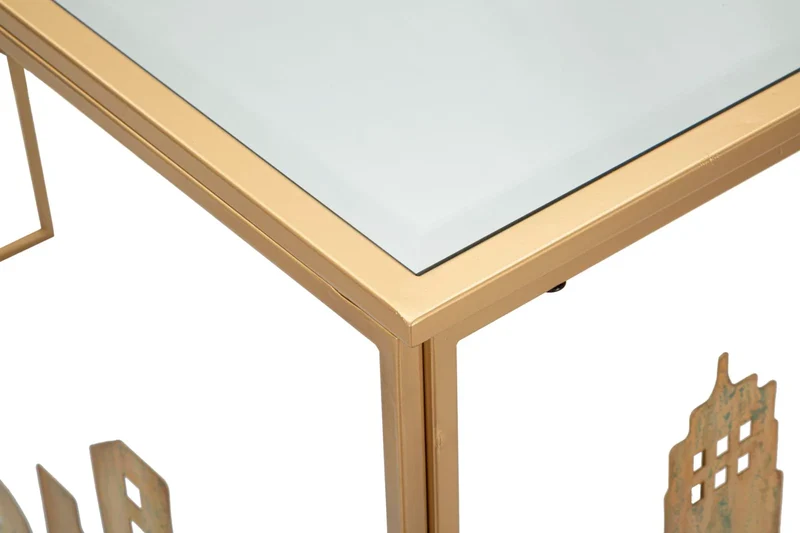 Table console en métal et verre Cityscape
