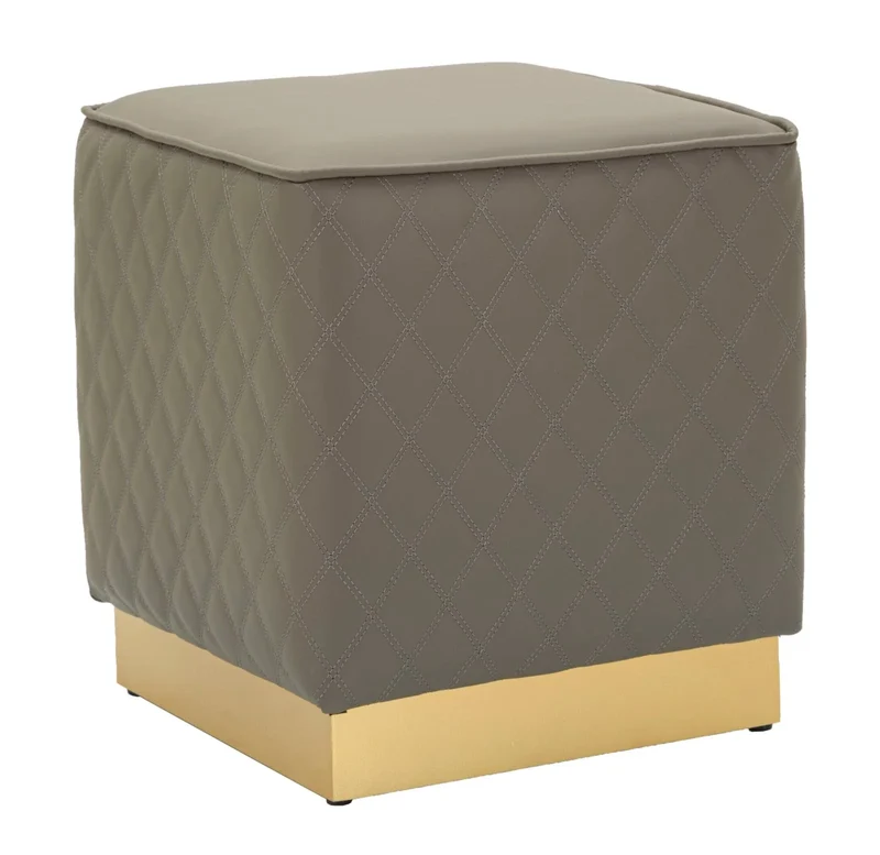 Tabouret carré rembourré avec base dorée – Sharon Modern Accent
