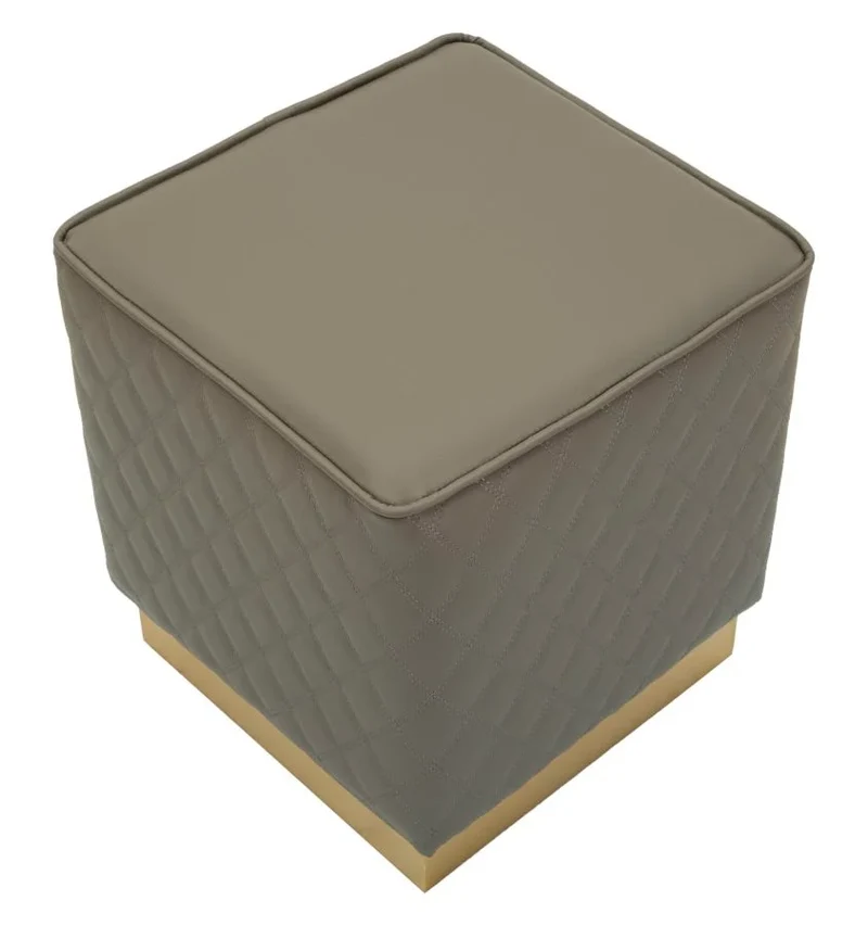 Tabouret carré rembourré avec base dorée – Sharon Modern Accent