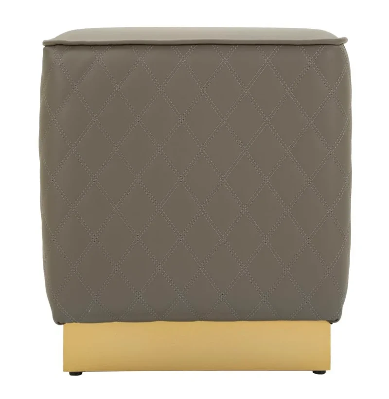 Tabouret carré rembourré avec base dorée – Sharon Modern Accent