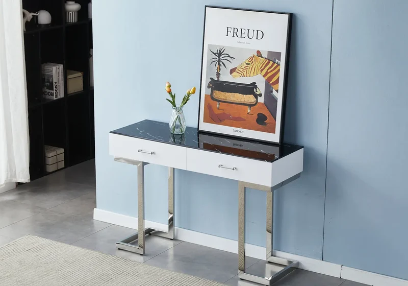 Console coiffeuse marbre noir - Lena