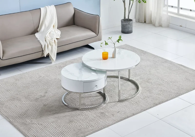 Tables rondes gigognes marbre blanc - Orea