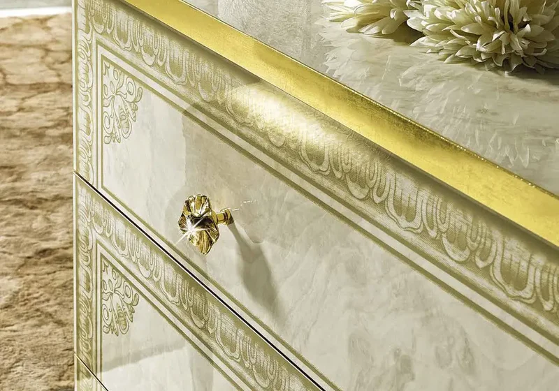 Chambre complète baroque laqué or ivoire KOBA
